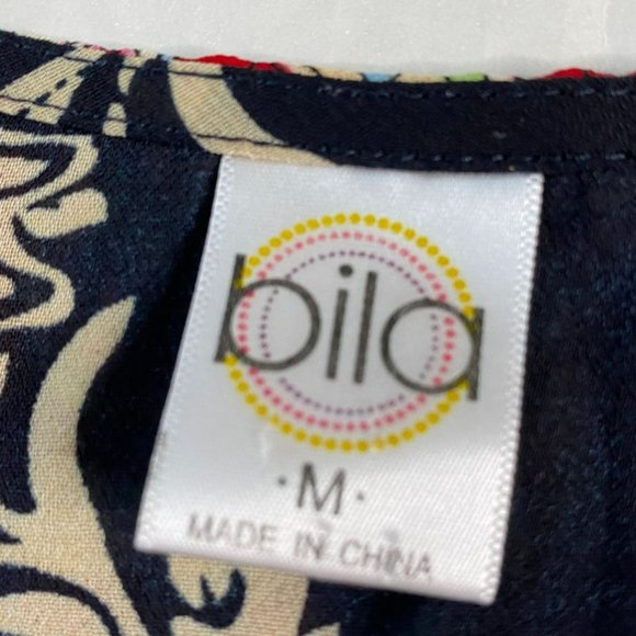 Bila Womens Sheer Sleeveless Print Top with Back Overlay Size M Bohemian Artsy - Picture 4 of 9